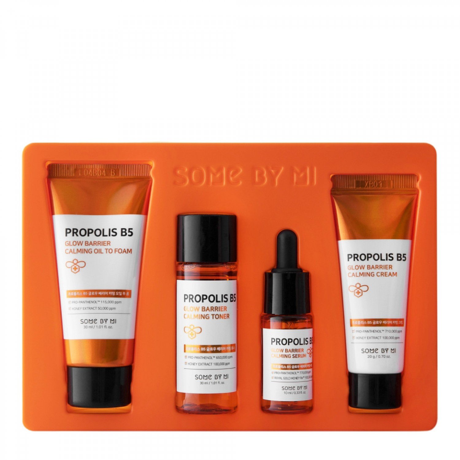 Some By Mi - Propolis B5 Glow Barrier Calming Starter Kit - Sada produktov s propolisom - Regeneračný krém - 20g + Regeneračné sérum - 10ml + Propolisové tonikum - 30ml + Odličovací olej - 30ml